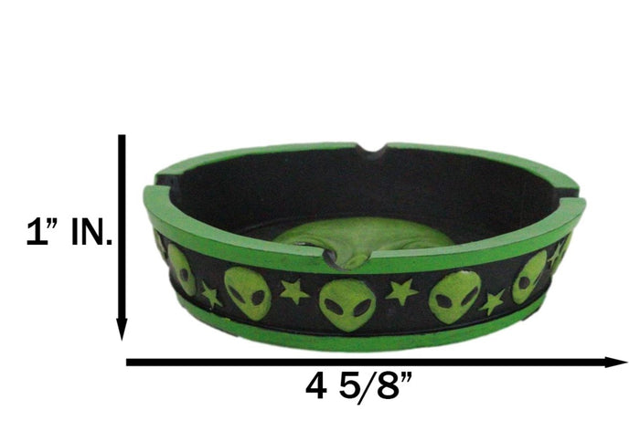 Ebros Gift Green UFO Outer Space Colony Extra Terrestrial Roswell Alien Cigarette Ashtray