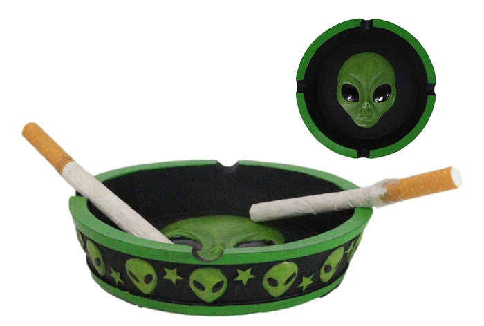 ebros gift Green UFO Outer Space Colony Extra Terrestrial Roswell Alien Cigarette Ashtray
