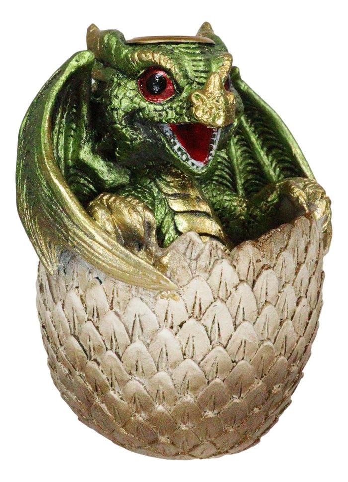 Ebros Gift Green Wyrmling Baby Dragon On Golden Egg Backflow Incense Cone Burner Figurine