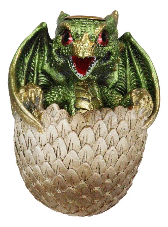 Ebros Gift Green Wyrmling Baby Dragon On Golden Egg Backflow Incense Cone Burner Figurine