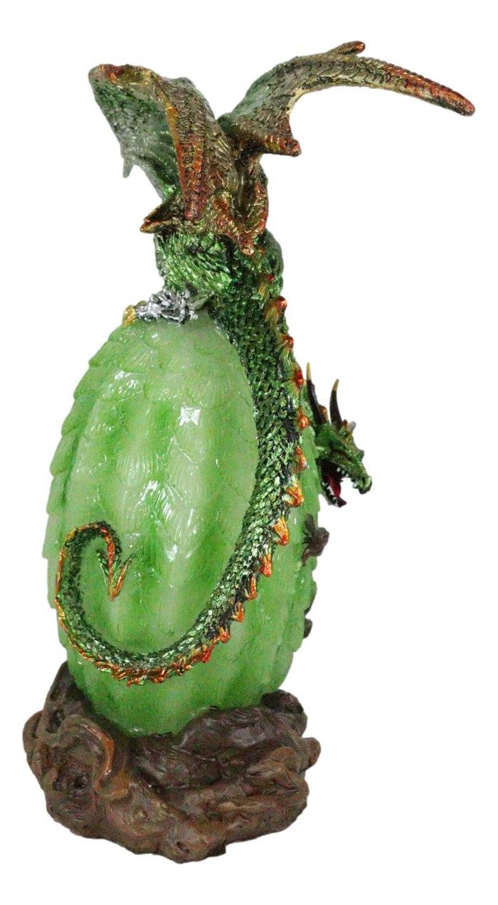 Ebros Gift Greenman Vines Armored Dragon Guarding Color LED Lantern Acrylic Egg Figurine