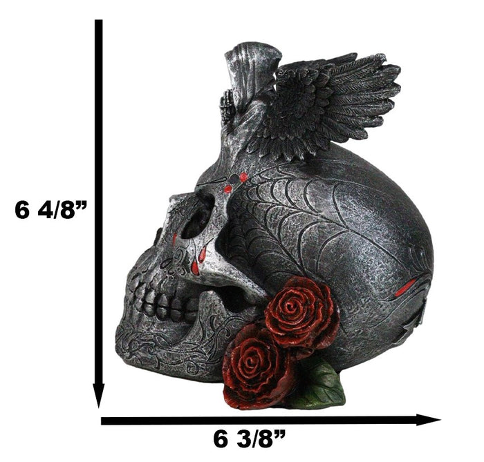 Ebros Gift Grim Reaper Skeleton Angel Of Death Praying On Tribal Skull Red Roses Figurine