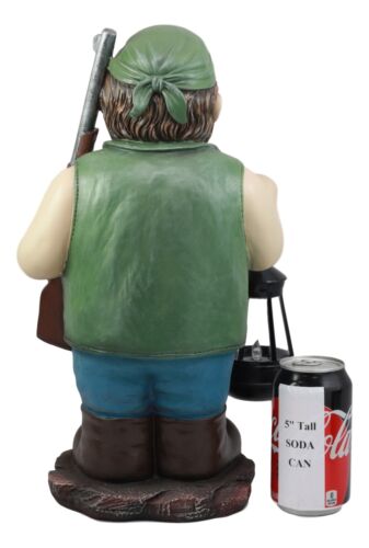 Ebros Gift Grumpy Hunter With Shotgun And No Trespassing Sign Statue With Solar LED Light
