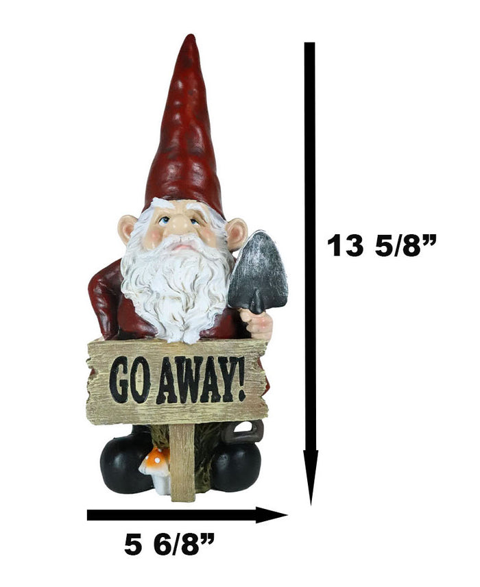 Ebros Gift Grumpy Mr Gnome Grandpa With Shovel Standing By 'Go Away ' Yard Sign Figurine