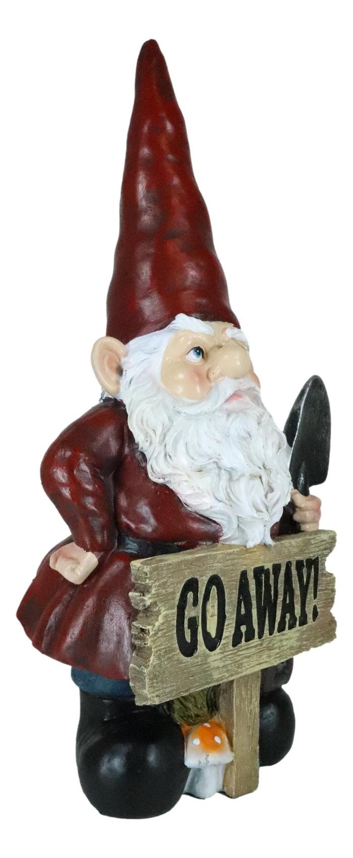 Ebros Gift Grumpy Mr Gnome Grandpa With Shovel Standing By 'Go Away ' Yard Sign Figurine