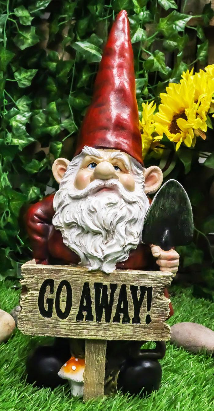 ebros gift Grumpy Mr Gnome Grandpa With Shovel Standing By 'Go Away ' Yard Sign Figurine