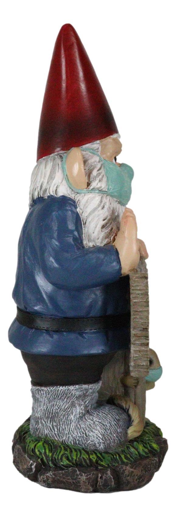 Ebros Gift Grumpy Mr Gnome Wearing Mask With 'No Shoes Shirt Mask No Service' Sign Figurine
