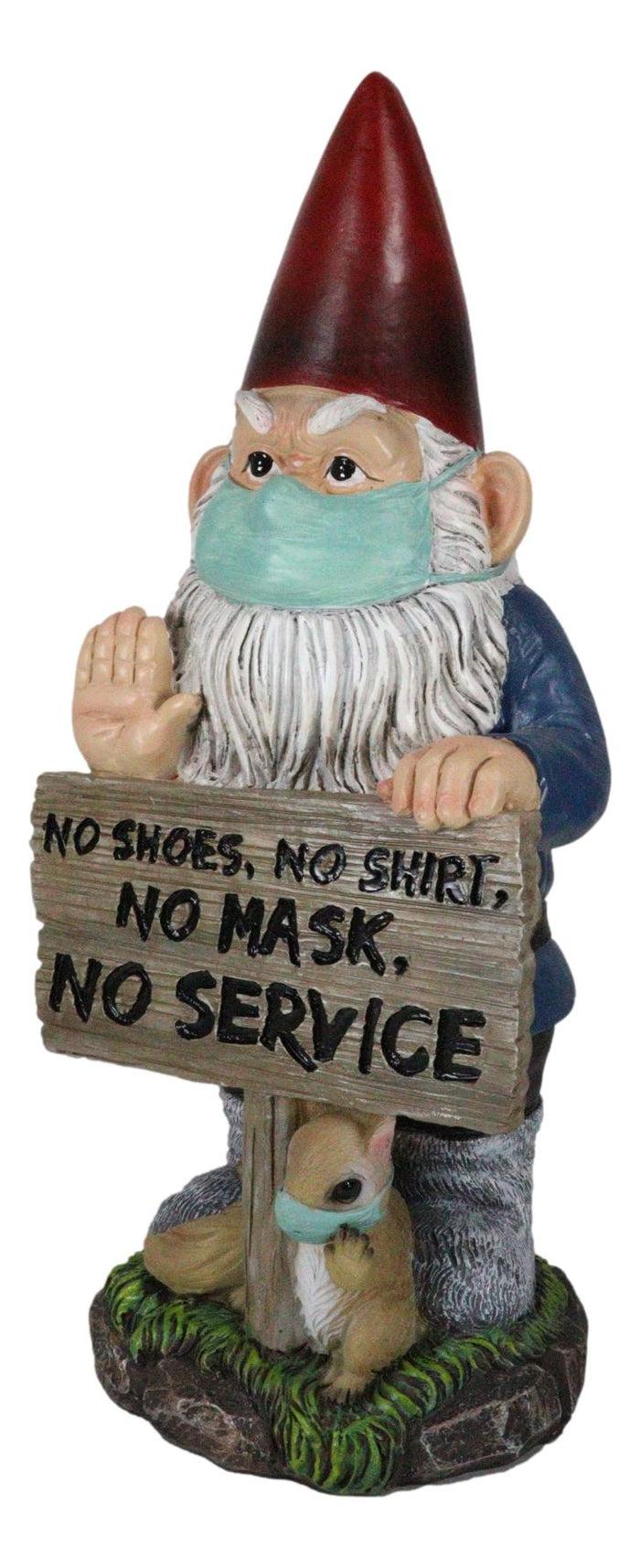 Ebros Gift Grumpy Mr Gnome Wearing Mask With 'No Shoes Shirt Mask No Service' Sign Figurine