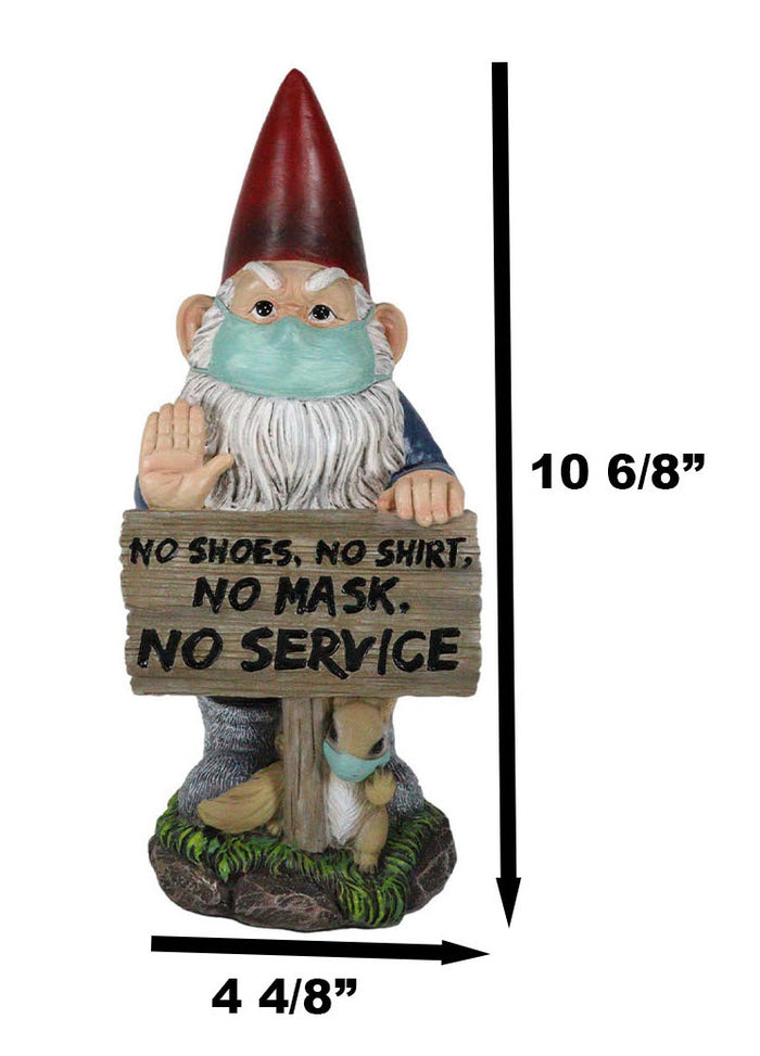 Ebros Gift Grumpy Mr Gnome Wearing Mask With 'No Shoes Shirt Mask No Service' Sign Figurine
