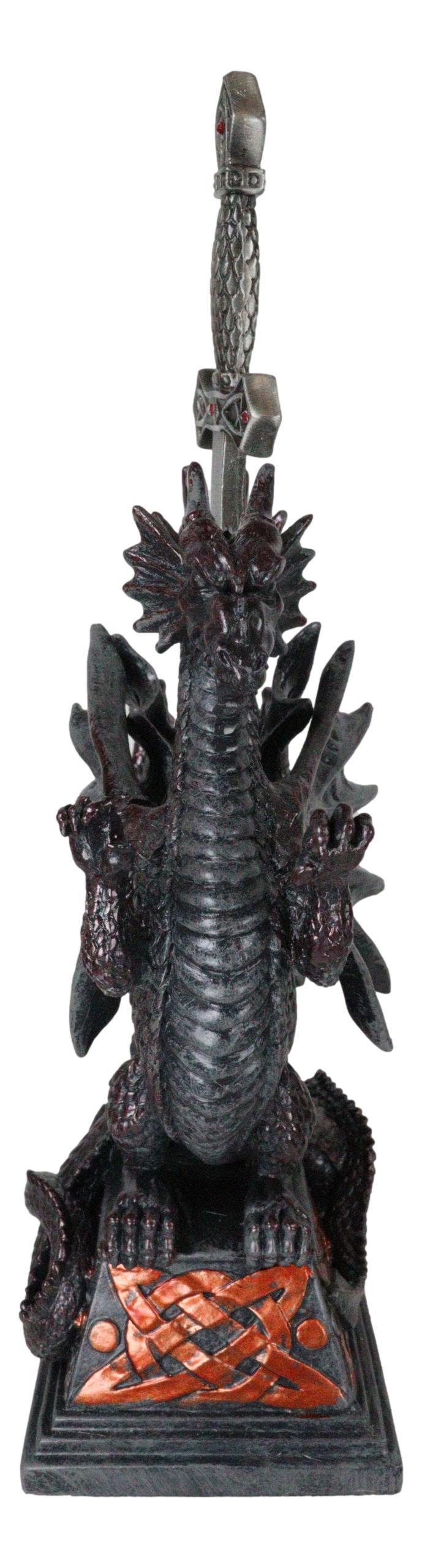 Ebros Gift Guardian Double Dragons With Celtic Rune Sword Letter Opener Figurine Set