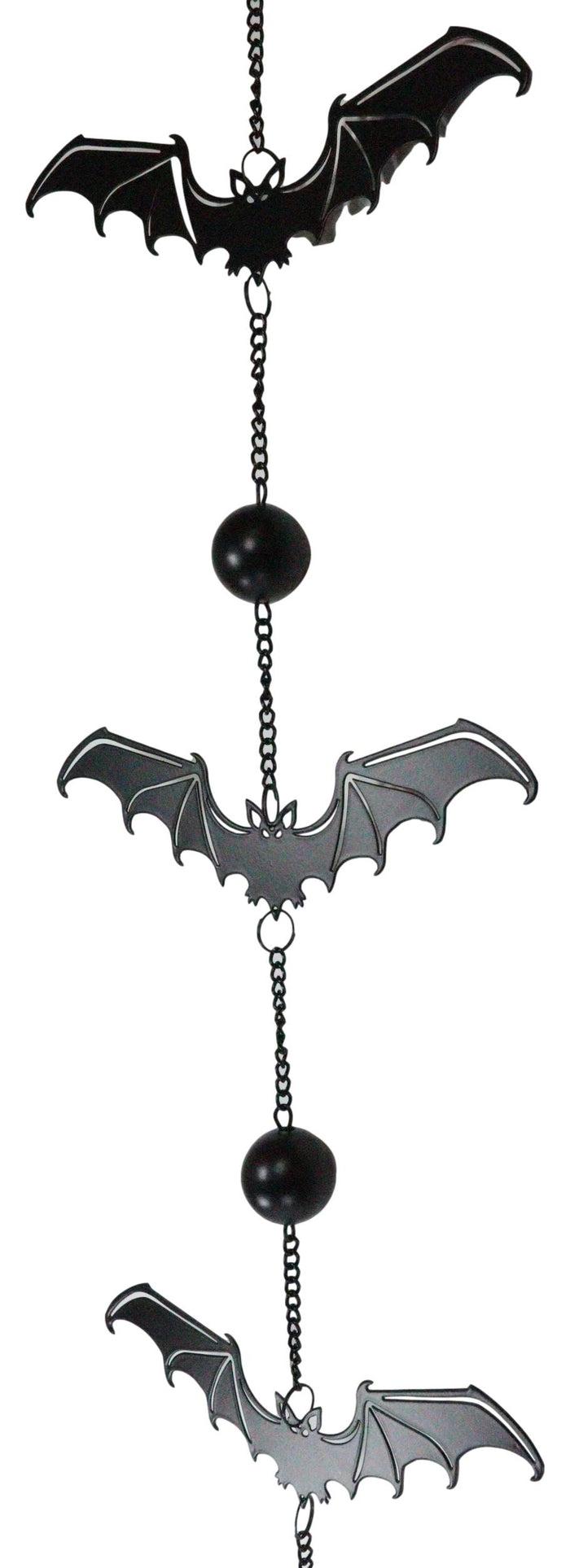 Ebros Gift Guardian Of The Night Triple Bats Metal Beaded Wall Hanging Mobile Wind Chime