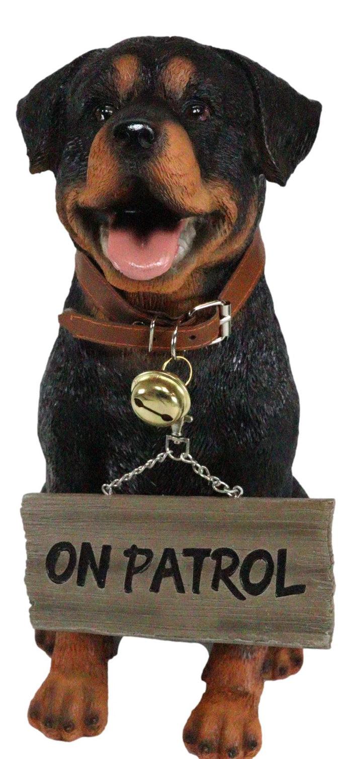 Ebros Gift Guest Welcome Realistic Rottweiler Dog With Jingle Collar Sign Decor Statue 13"H
