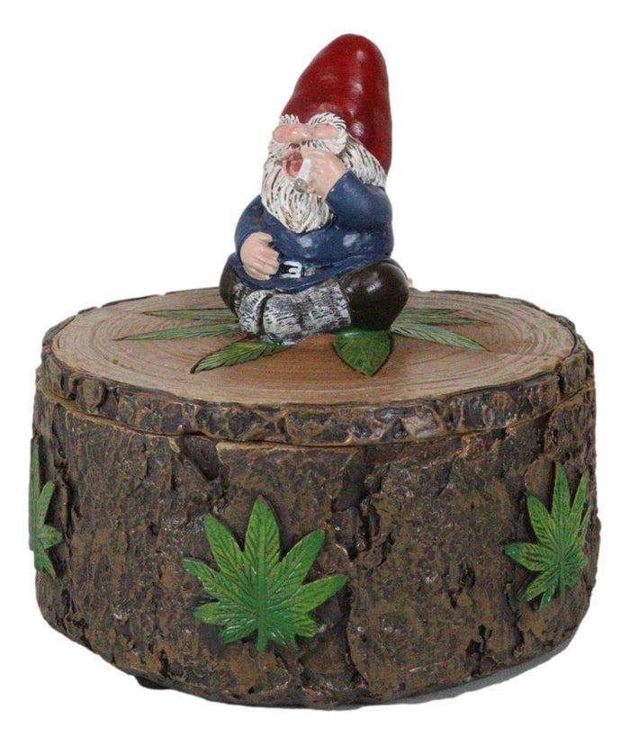 Ebros Gift Gypsy Life Gnome Dwarf Smoking Rolled Stash Leaves On Tree Bark Ring Trinket Box