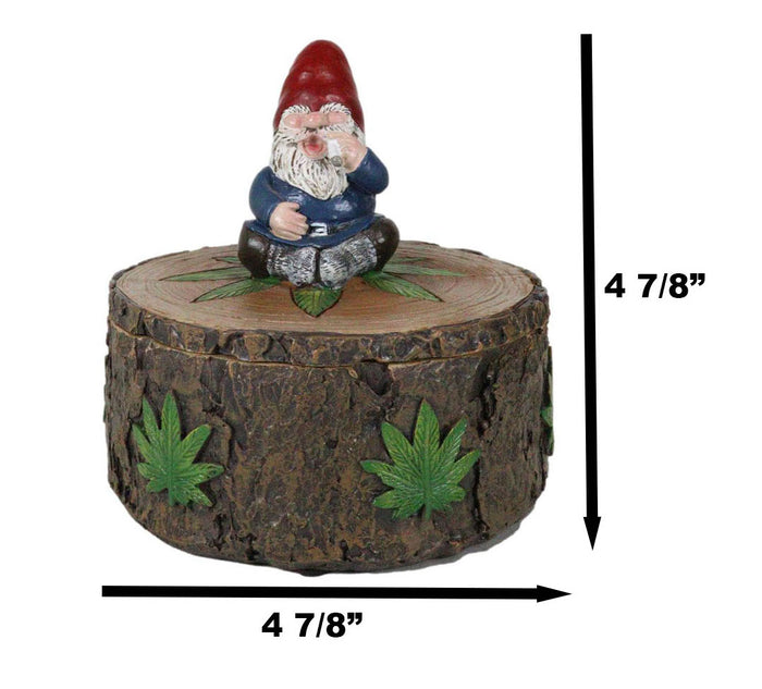 Ebros Gift Gypsy Life Gnome Dwarf Smoking Rolled Stash Leaves On Tree Bark Ring Trinket Box