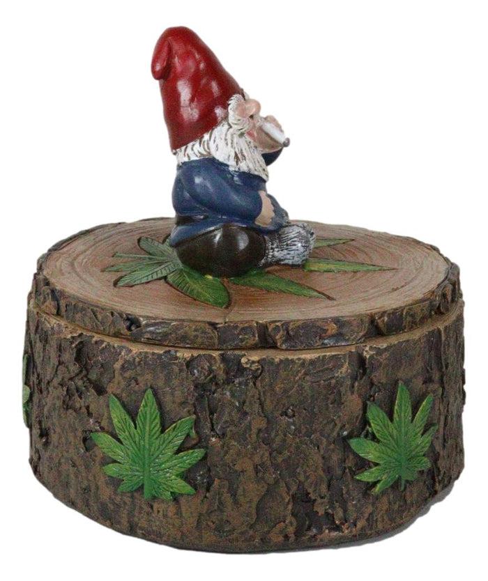 Ebros Gift Gypsy Life Gnome Dwarf Smoking Rolled Stash Leaves On Tree Bark Ring Trinket Box