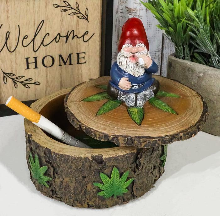 ebros gift Gypsy Life Gnome Dwarf Smoking Rolled Stash Leaves On Tree Bark Ring Trinket Box