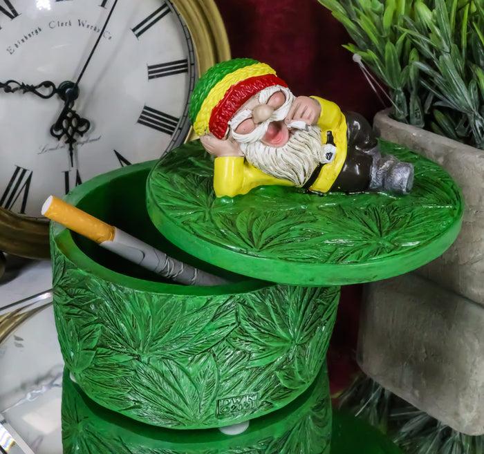 ebros gift Gypsy Life Rasta Gnome Smoking On Bed Of Green Leaves Trinket Jewelry Stash Box