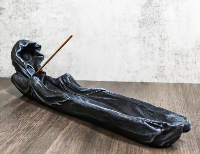 ebros gift Hallowed Death Grim Reaper In Dark Cloak Master Wizard Incense Burner Figurine