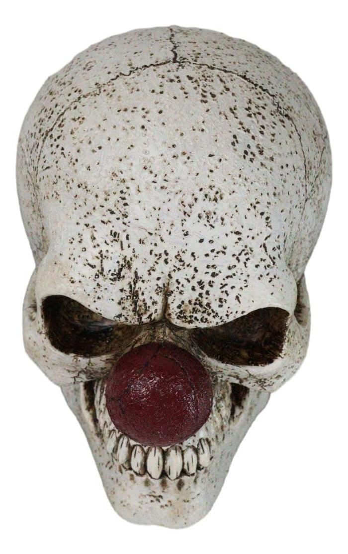 Ebros Gift Halloween Creepy IT Jester Clown Harlequin Skull With Maroon Nose Figurine