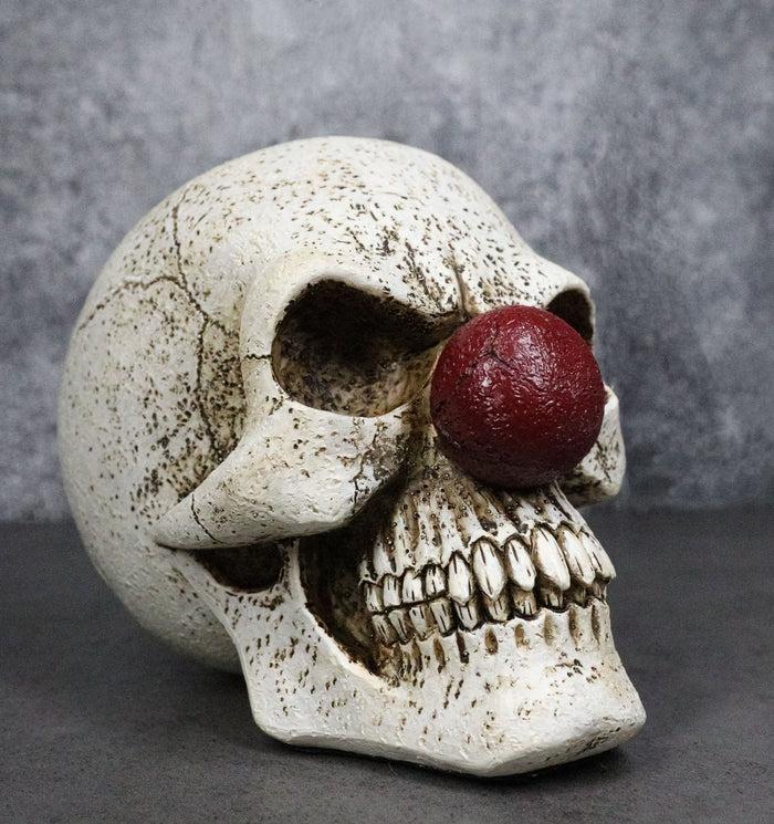 ebros gift Halloween Creepy IT Jester Clown Harlequin Skull with Maroon Nose Figurine