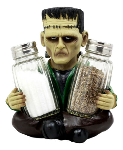 ebros gift Halloween Dr Victor Frankenstein Monster Salt & Pepper Shakers Holder Figurine