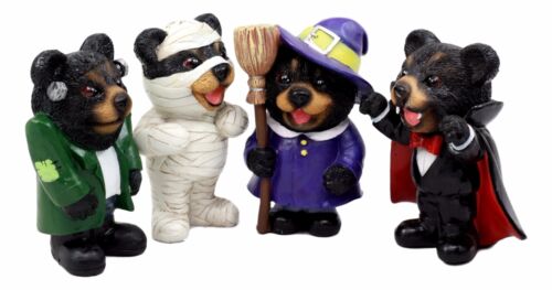 Ebros Gift Halloween Frankenstein Witch Mummy Vampire Terror Bears Figurine Set Of 4