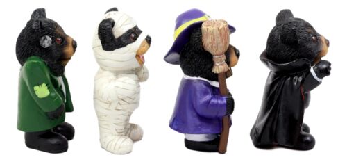 Ebros Gift Halloween Frankenstein Witch Mummy Vampire Terror Bears Figurine Set Of 4
