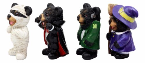 Ebros Gift Halloween Frankenstein Witch Mummy Vampire Terror Bears Figurine Set Of 4