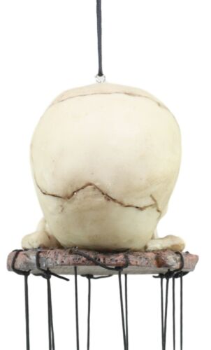 Ebros Gift Halloween Freaky Oversized Skull Wind Chime Home Patio Skeleton Cranium Decor