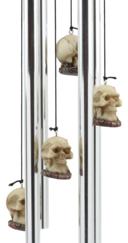Ebros Gift Halloween Freaky Oversized Skull Wind Chime Home Patio Skeleton Cranium Decor