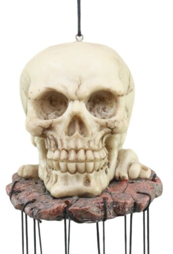 Ebros Gift Halloween Freaky Oversized Skull Wind Chime Home Patio Skeleton Cranium Decor