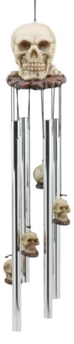 ebros gift Halloween Freaky Oversized Skull Wind Chime Home Patio Skeleton Cranium Decor