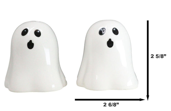 Ebros Gift Halloween Gothic Spooky White Cloaked Ghosts Ceramic Salt And Pepper Shakers Set
