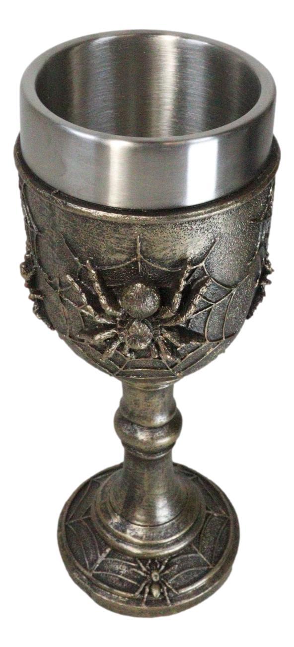 Ebros Gift Halloween Spooky Creepy Crawler Arachnid Spider On Web Wine Goblet Chalice