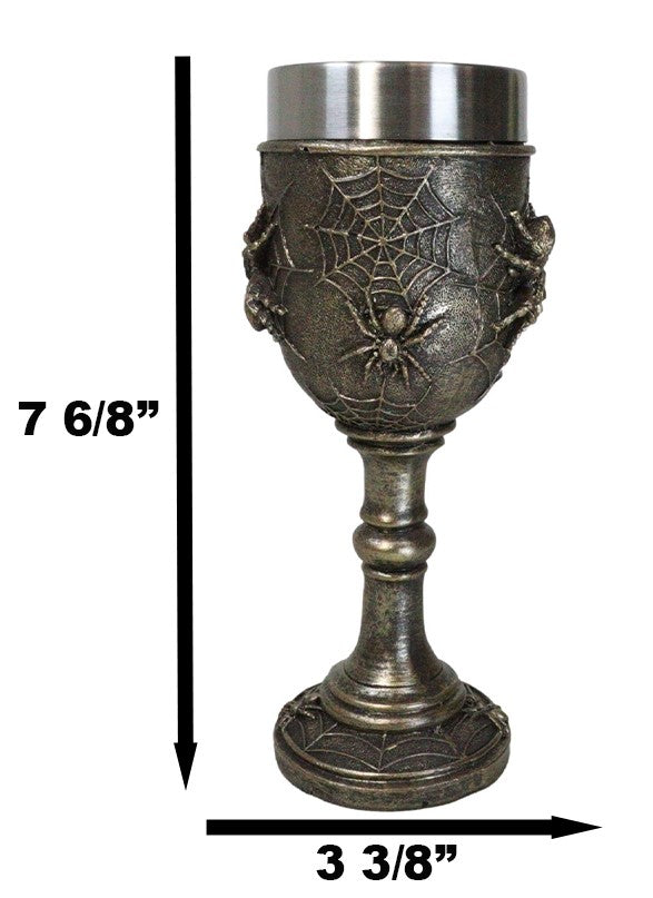 Ebros Gift Halloween Spooky Creepy Crawler Arachnid Spider On Web Wine Goblet Chalice