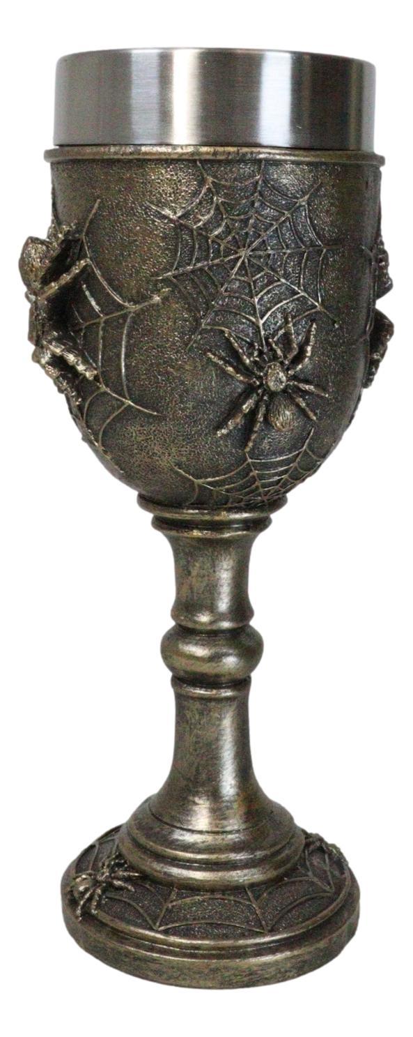 Ebros Gift Halloween Spooky Creepy Crawler Arachnid Spider On Web Wine Goblet Chalice