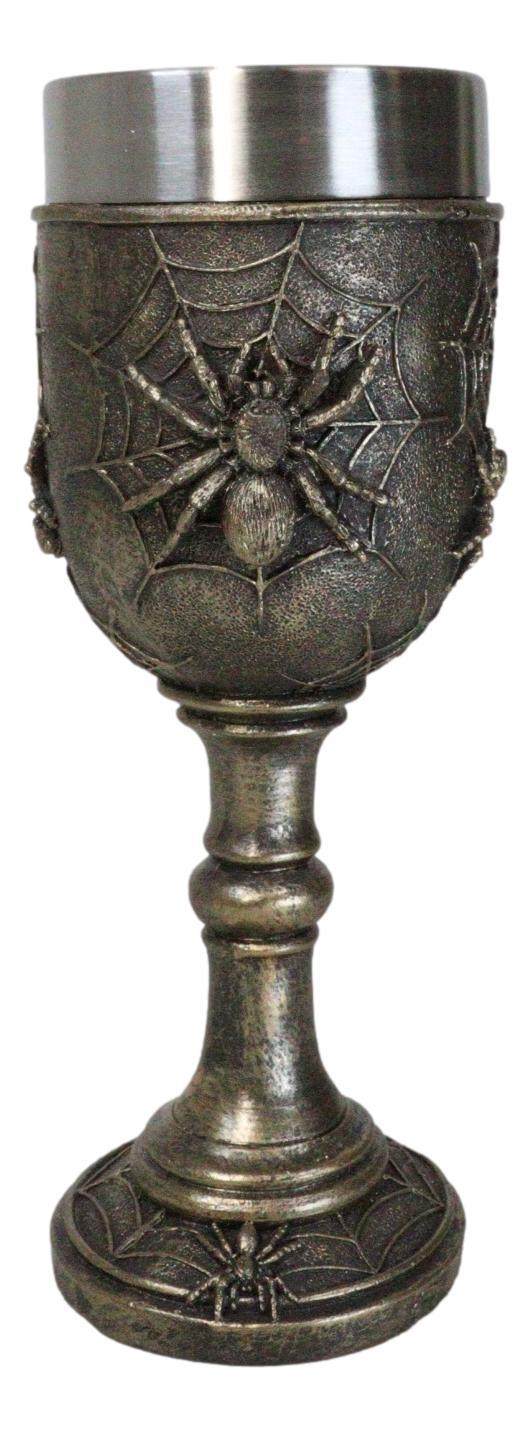 ebros gift Halloween Spooky Creepy Crawler Arachnid Spider On Web Wine Goblet Chalice