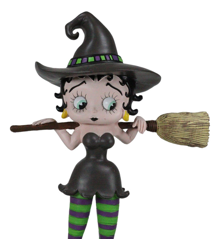 Ebros Gift Halloween Witch Betty Boop And Pudgy Dog With Broomstick And Cauldron Figurine