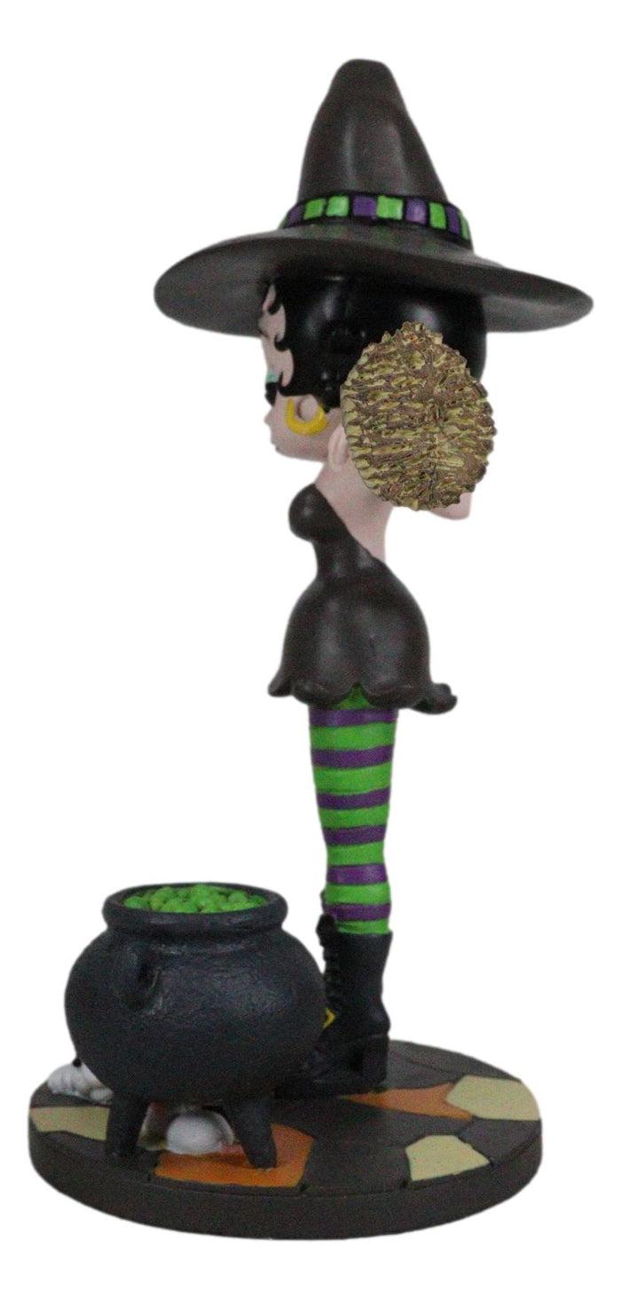 Ebros Gift Halloween Witch Betty Boop And Pudgy Dog With Broomstick And Cauldron Figurine