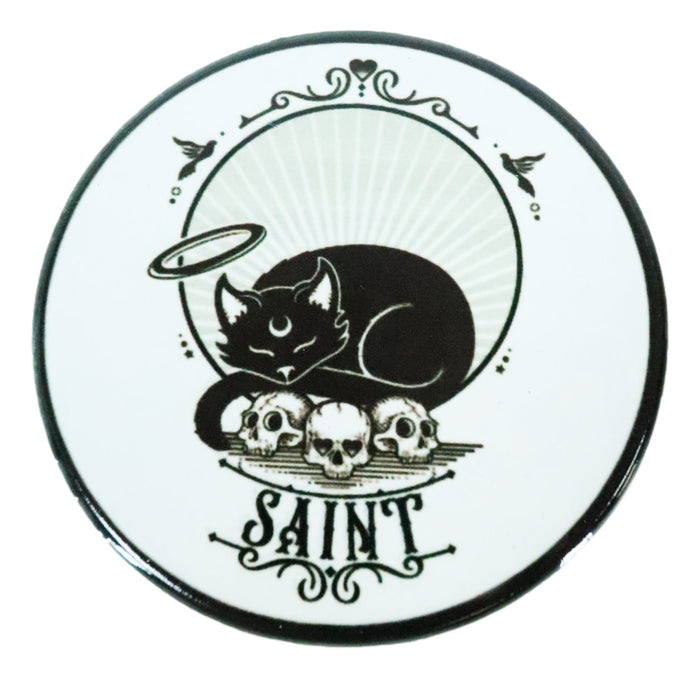 Ebros Gift Halo Black Cat Saint And Skulls Ceramic Coaster Set Of 4 Tiles With Cork Backing