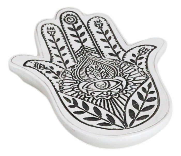 Ebros Gift Hamsa Palm Hand Of God Eye Of Providence Floral Motifs Jewelry Dish Figurine