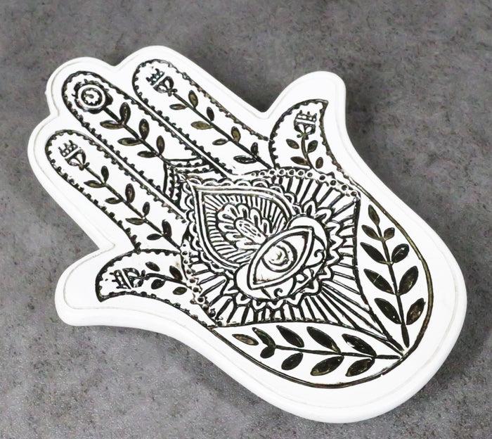 ebros gift Hamsa Palm Hand Of God Eye Of Providence Floral Motifs Jewelry Dish Figurine