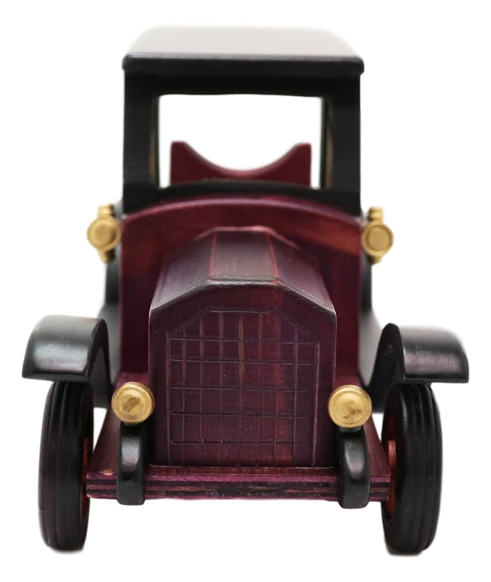 Ebros Gift Hand Made Wood Retro Antique Style Purple Model T Sedan Car Wine Holder Figurine