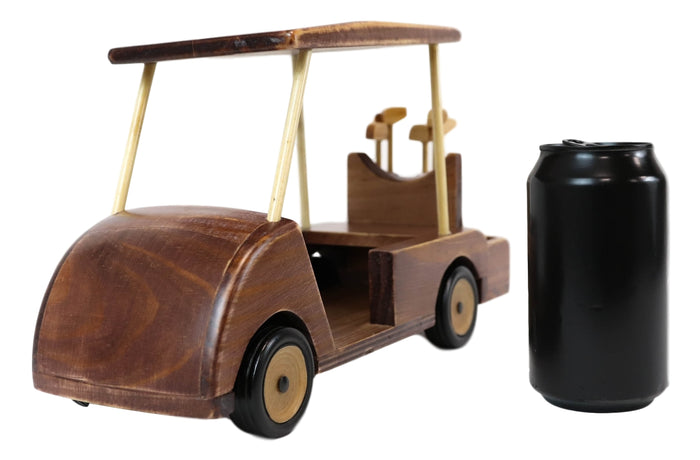 Ebros Gift Hand Made Wood Retro Classic Style Golf Cart Pit Car Wine Holder Figurine Decor