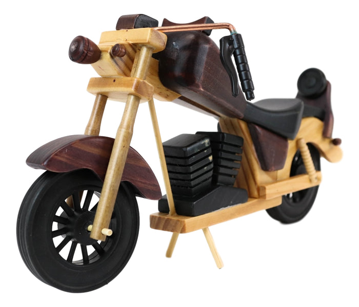 Ebros Gift Hand Made Wood Retro Style Flathead Chopper Motorcycle Bike Wine Holder Figurine