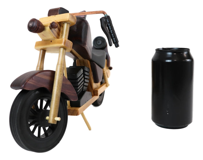 Ebros Gift Hand Made Wood Retro Style Flathead Chopper Motorcycle Bike Wine Holder Figurine