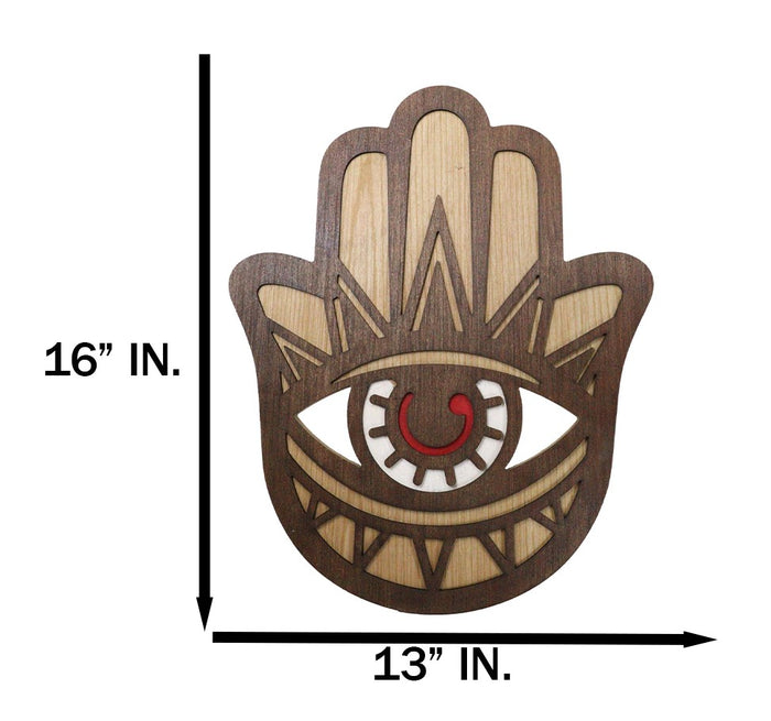 Ebros Gift Hand Of Fatima Hamsa Palm With Evil Eye Amulet Of Protection MDF Wood Wall Decor