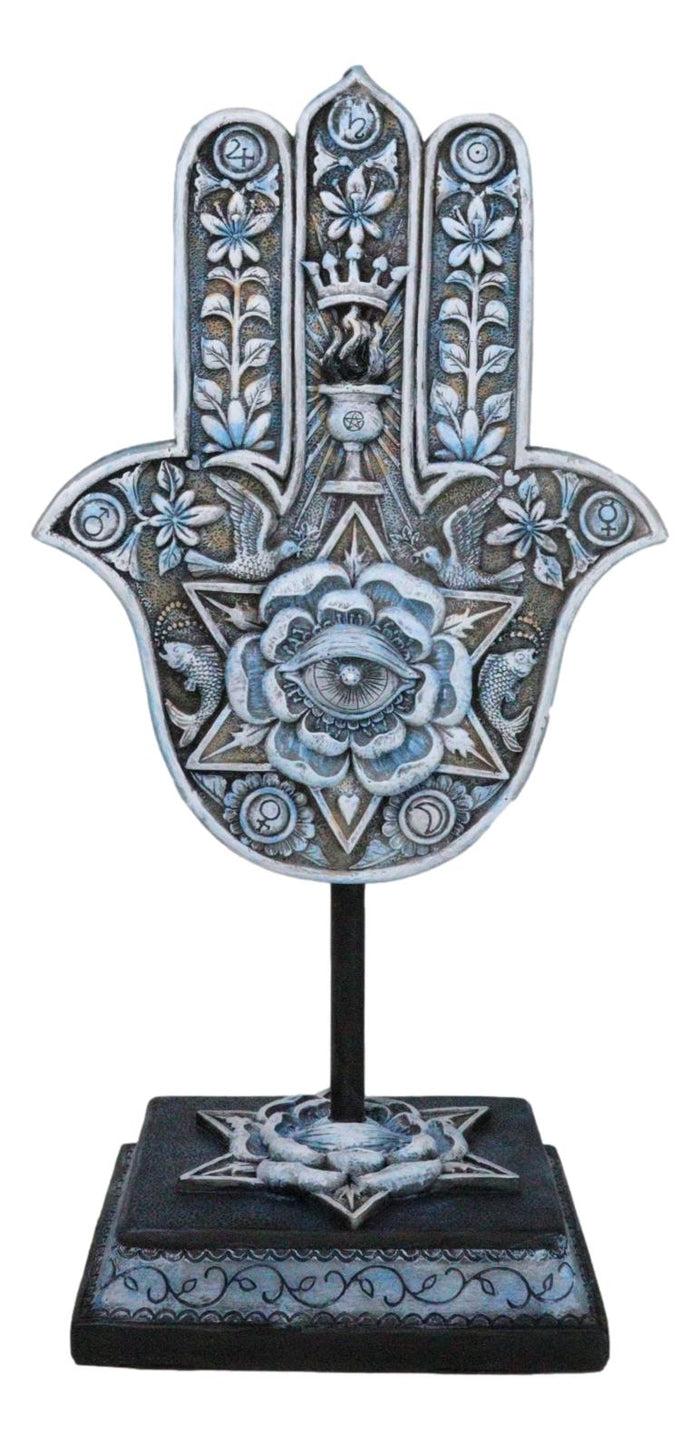 ebros gift Hand of God Hamsa Palm With Magen David Star Eye of Providence Figurine Plaque