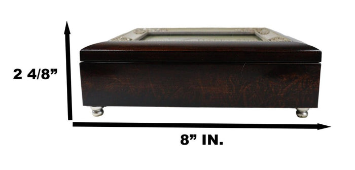 Ebros Gift Happy 50th Anniversary Burlwood With Silver Scrollwork Musical Trinket Box
