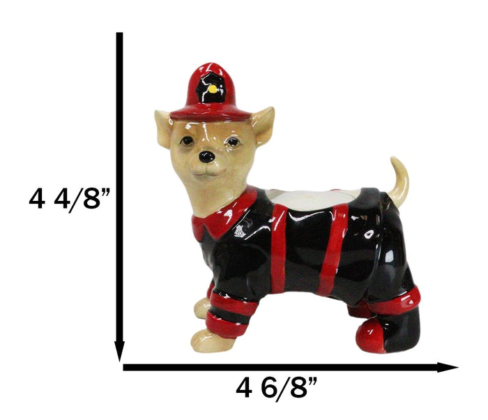 Ebros Gift Happy Birthday Fireman Frank In Fire Gear Dog Ceramic Tea Light Candle Holder